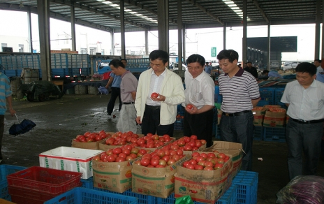 2011年6月嘉興市委常委、市政府常務(wù)副市長(zhǎng)蔣唯民一行蒞臨蔬菜市場(chǎng)視察菜籃子供應(yīng)工作
